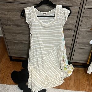Free People Striped Beige and White Sleeveless Dress